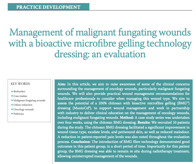 Evaluation of a Novel Chitosan Wound Healing Dressing Based on Bioactive Microfibre Gelling (BMG) Technology